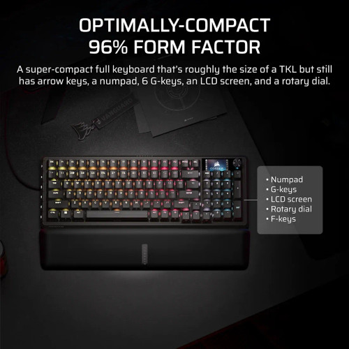 Corsair CH-91E911G-NA, Wired, USB, Mechanical, QWERTY, RGB LED, Black