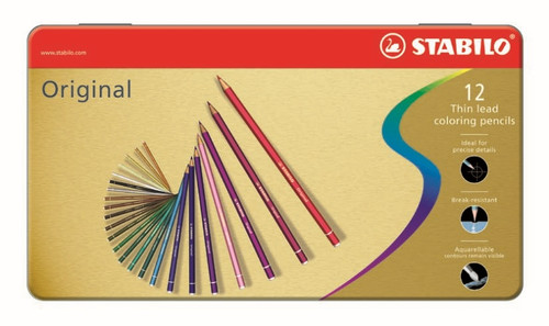 STABILO Original Colour Pencil Assorted Metal Box 12's-8773-6