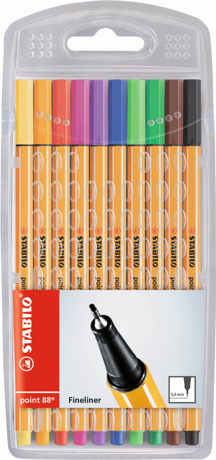 STABILO Point 88 Fineliner Assorted Wallet 10's-88-10