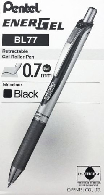 PENTEL Energel 0.7 Retractable Pen (Black) (Box of 12)-PBL77ABX PENTEL Energel 0.7 Retractable Pen (Black) (Box of 12)-PBL77ABX