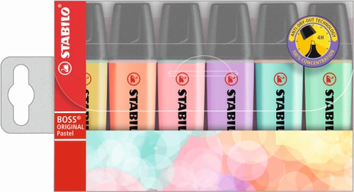 STABILO BOSS Original Highlighter Assorted Pastel Wallet 6's-70-6-2
