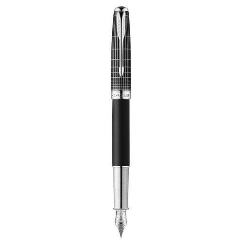 PARKER Sonnet Fountain Pen - Black Cisele Chrome Trim-NS1930257