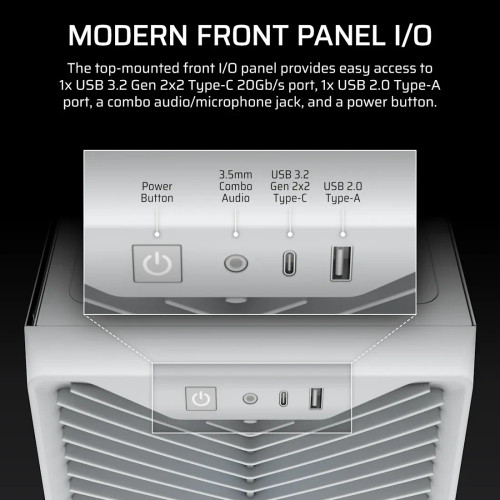 Corsair Midi Tower 3200D RS ARGB PC Case, Midi Tower, PC, White, ATX, Mini-ATX, micro ATX, Steel, Tempered glass, Multi