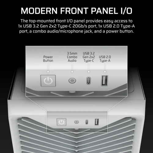 Corsair Midi Tower 3200D RS ARGB PC Case, Midi Tower, PC, White, ATX, Mini-ATX, micro ATX, Steel, Tempered glass, Multi