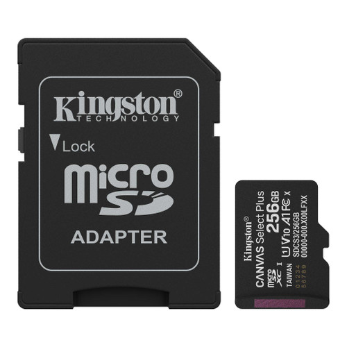 Kingston 256GB microSDXC Canvas Select Plus Gen3 150MB/s A1 Card + Adapter - TAR - SDCS3/256GB-TAR
