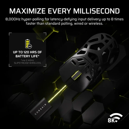 Corsair SABRE v2 PRO, Right-hand, Optical, Bluetooth + USB Type-C, 33000 DPI, Black