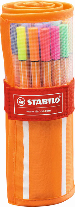 STABILO Point 88 Fineliner Assorted Orange/White Striped Rollerset 30's-8830-2