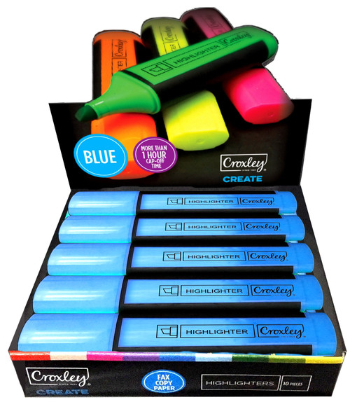 CROXLEY CREATE Blue Highlighters Box of 10-MAR1345
