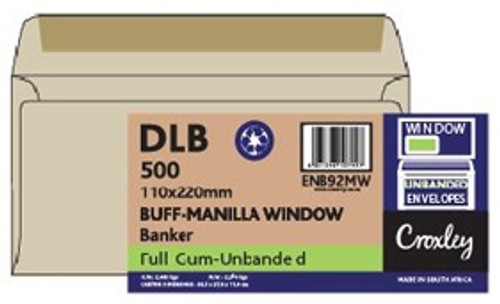CROXLEY JD92MW DLB (Banker) (Banker) Brown Gummed Envelopes - Unbanded (Box of 500)-ENB92MW