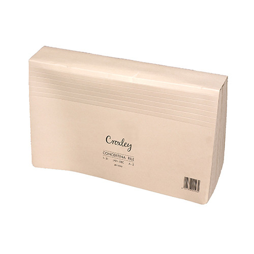 CROXLEY JD1610 Concertina File Kraft 31 Compartment A-Z;1-31;Q1-4 Each-CCF1610