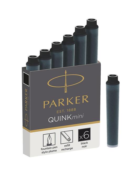 PARKER Fountain Pen Ink Cartridge Carded 6s - Short Black-NS1950407 PARKER Fountain Pen Ink Cartridge Carded 6s - Short Black-NS1950407