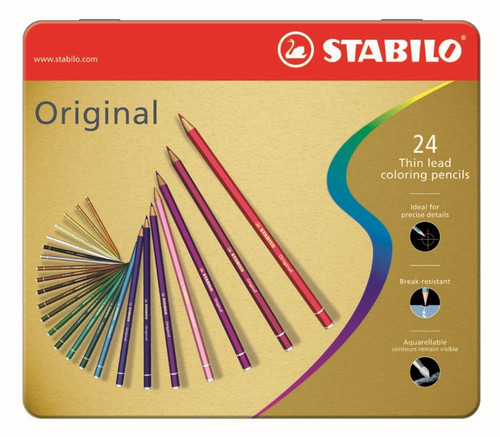 STABILO Original Colour Pencil Assorted Metal Box 24's-8774-6