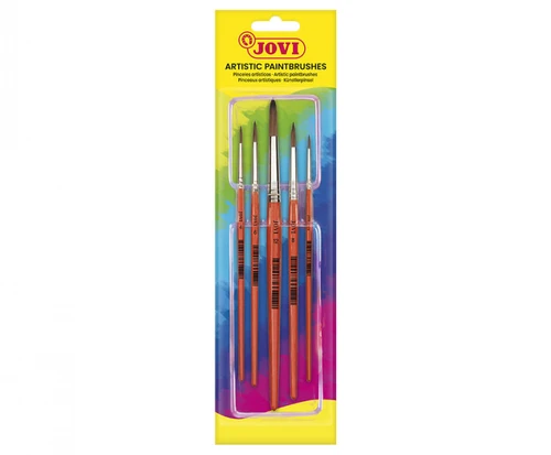 JOVI Artist Paint Brushes Assorted Sizes Pack of 5 Carded (#0,4,6,8,12)-JOV8185