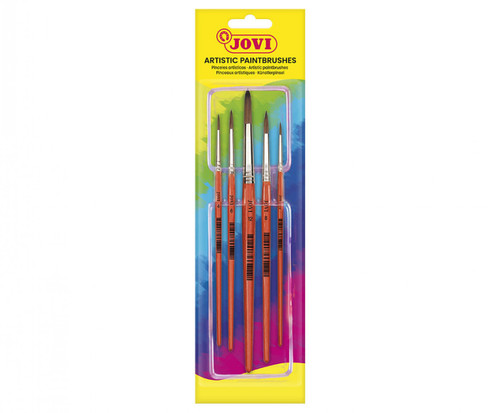 JOVI Artist Paint Brushes Assorted Sizes Pack of 5 Carded (#0,4,6,8,12)-JOV8185 JOVI Artist Paint Brushes Assorted Sizes Pack of 5 Carded (#0,4,6,8,12)-JOV8185