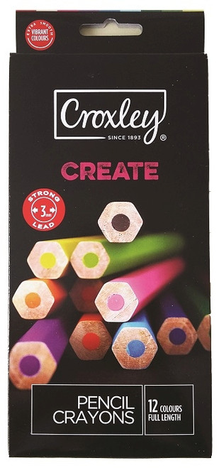 CROXLEY CREATE Full Length Pencil Crayons  (Wallet of 12 Assorted Colours)-PCL650