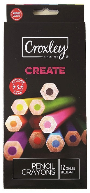 CROXLEY CREATE Full Length Pencil Crayons (Wallet of 12 Assorted Colours)-PCL650 CROXLEY CREATE Full Length Pencil Crayons (Wallet of 12 Assorted Colours)-PCL650