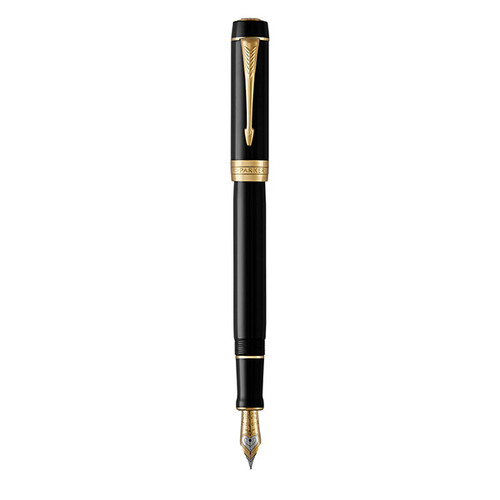PARKER Duofold Fountain Pen - Lacquer Black Gold Trim-NS1931382