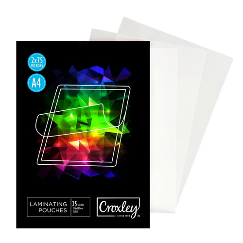 CROXLEY A4 Laminating Pouches 25 Sheets-LAM7525