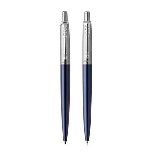 PARKER Jotter Ballpoint Pen & Pencil Set - Royal Blue Chrome-NS1953347SET