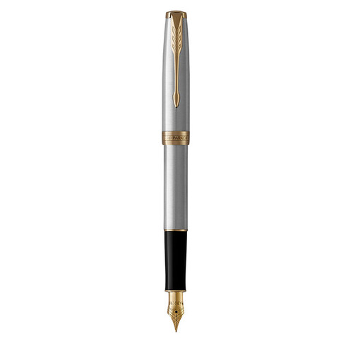 PARKER Sonnet Fountain Pen - Stainless Steel Gold Trim-NS1931505