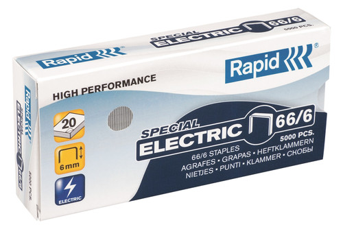 RAPID Staples 66/6 Electric (Box of 5000)-RAP24867800