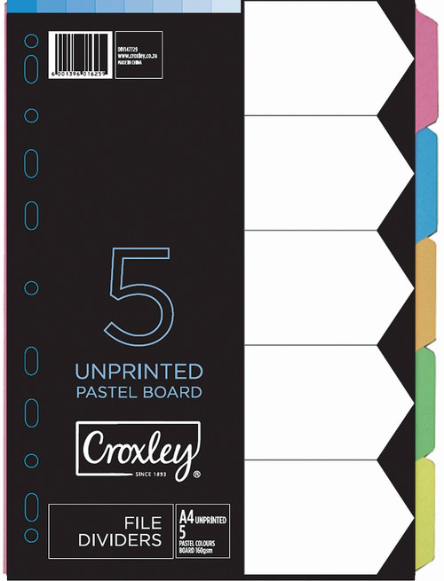 CROXLEY JD1477 160GSM Rainbow Dividers 5 Part Each-DIV147729