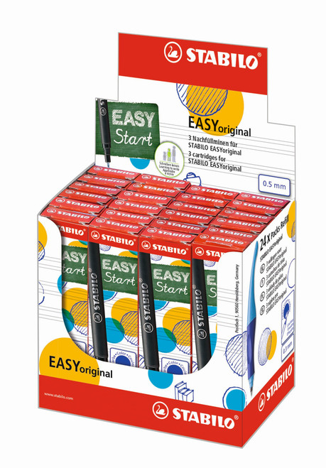 STABILO EASYoriginal Ergonomic Rollerball Refills:  Medium Blue - Erasable Box 3's-6890-041