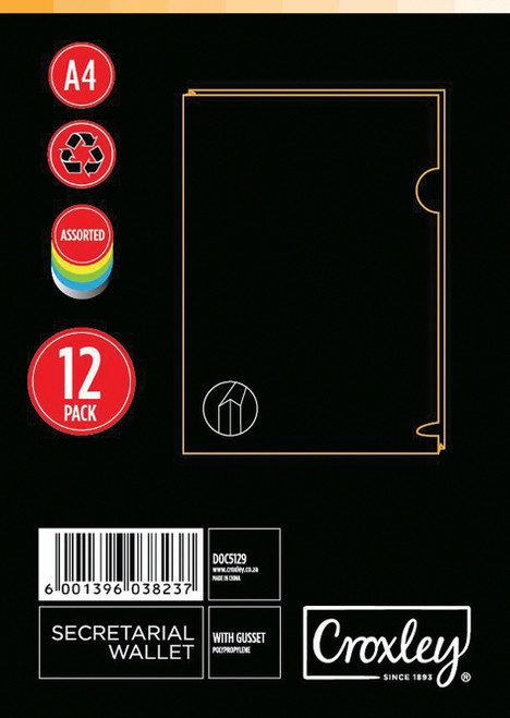 CROXLEY A4 Secretarial Folder Assorted Colours (Pack 10)-DOC5129 CROXLEY A4 Secretarial Folder Assorted Colours (Pack 10)-DOC5129