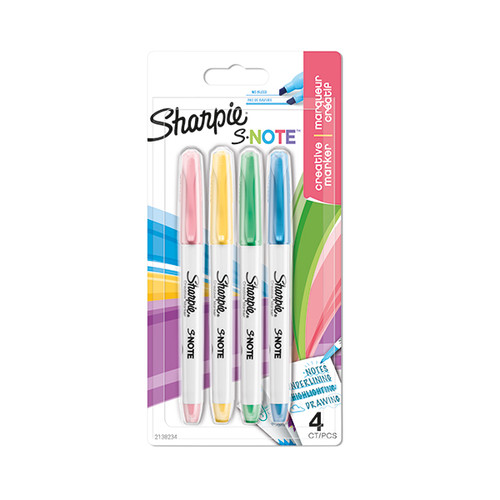 Sharpie S-note Highlighter Asst 4s Carded-NS2138234