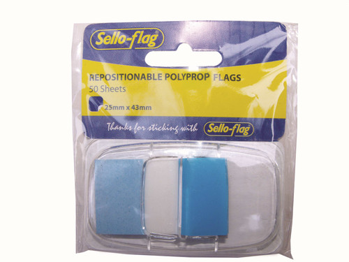 SELLO-FLAG Polypropylene Flags - 25x43mm - 50 Sheets (Blue)-SLN254304
