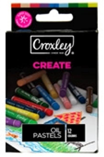 CROXLEY CREATE 8mm Oil Pastels (Box of 12 Assorted Colours)-CRA212 CROXLEY CREATE 8mm Oil Pastels (Box of 12 Assorted Colours)-CRA212