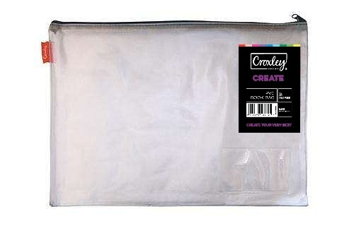 CROXLEY CREATE PVC Book Bag Clear With Zip And Name Pocket-BAG1514 CROXLEY CREATE PVC Book Bag Clear With Zip And Name Pocket-BAG1514