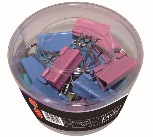 CROXLEY 32mm Fold Back Clip Assorted Pack of 24's-CLI8129
