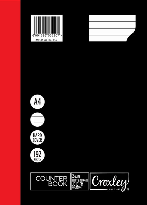 CROXLEY JD161 2-Quire 192 Page Ruled Feint & Margin A4 Box 60-COU161FMBULK