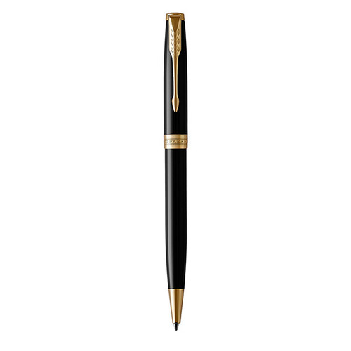 PARKER Sonnet Ballpoint Pen - Lacquer Black Gold Trim-NS1931497