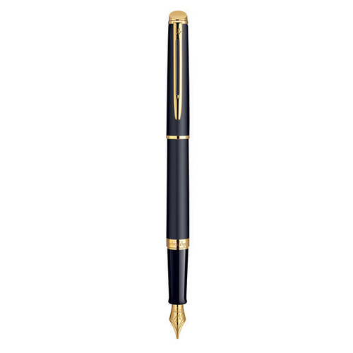 WATERMAN Hemisphere Fountain Pen - Matte Lacquer Black Gold Trim-NS0920730