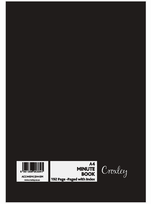 CROXLEY JD445 Account Book A4 Quarter Bound 192 Page Minute Pack of 5-ACC445M CROXLEY JD445 Account Book A4 Quarter Bound 192 Page Minute Pack of 5-ACC445M