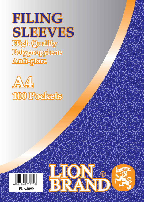 LION BRAND A4 Filing Pocket 100Pk - 40 Mic-PLA3099 LION BRAND A4 Filing Pocket 100Pk - 40 Mic-PLA3099