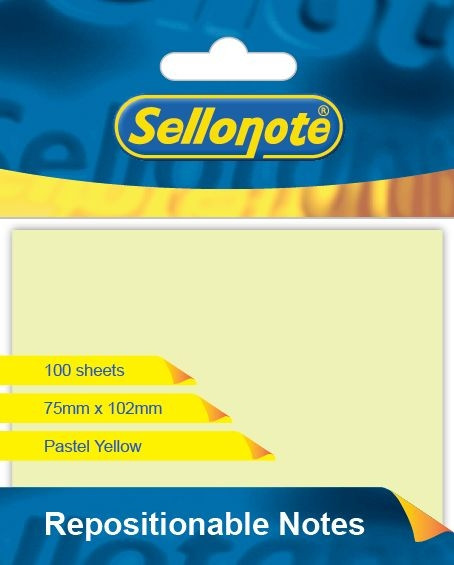 SELLO-NOTE 75x102mm Pastel Yellow 1x100 sheets Each-SN110201