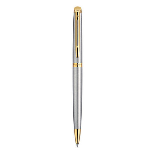 WATERMAN Hemisphere Ball Pen Medium Nib Blue Ink - Stainless Steel Gold Trim-NS0920370 WATERMAN Hemisphere Ball Pen Medium Nib Blue Ink - Stainless Steel Gold Trim-NS0920370