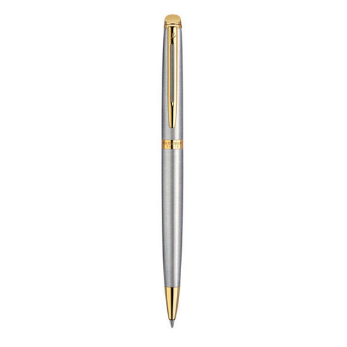 WATERMAN Hemisphere Ballpoint Pen - Stainless Steel Gold Trim-NS0920370 WATERMAN Hemisphere Ballpoint Pen - Stainless Steel Gold Trim-NS0920370