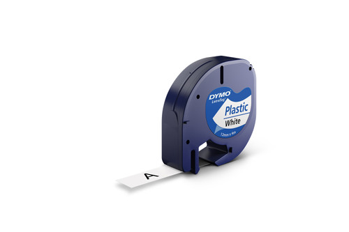 DYMO LetraTag Tape -  Plastic - Black on White - 12mmx4m-DS0721660