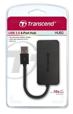 Transcend HUB2, USB 3.2 Gen 1 (3.1 Gen 1) Type-A, Black, CE/FCC/BSMI/KC/RCM/EAC, USB, 5 V, 0.9 A