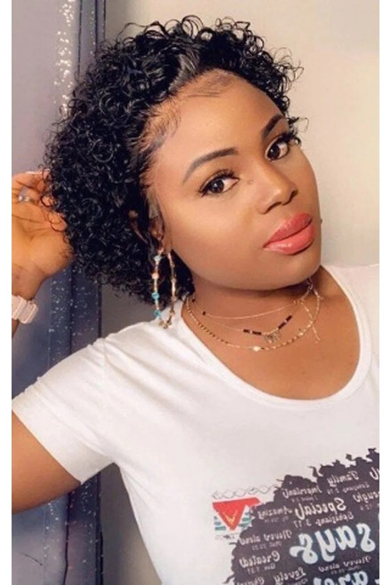 Brazilian Kinky Curl Hot Pixie Full Frontal Lace Wig 8 Inches Brazilian Kinky Curl Hot Pixie Full Frontal Lace Wig 8 Inches