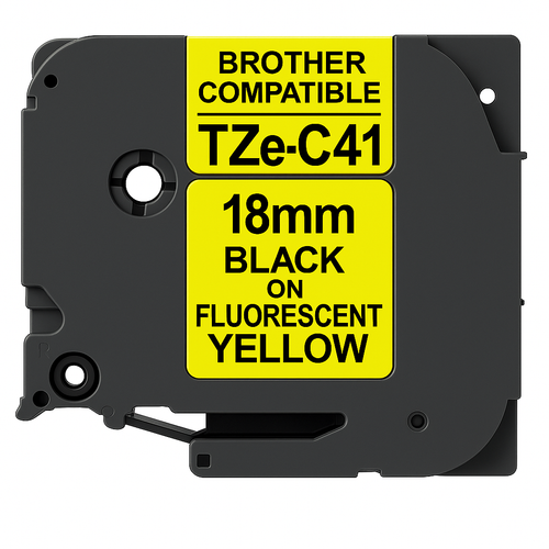 Brother  Compatible TZe-C41  18mm Black On Fluorescent Yellow