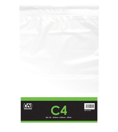 LEO C4 - White Pocket Self Seal Envelopes PKT-25 - Pkt-25 LEO C4 - White Pocket Self Seal Envelopes PKT-25 - Pkt-25