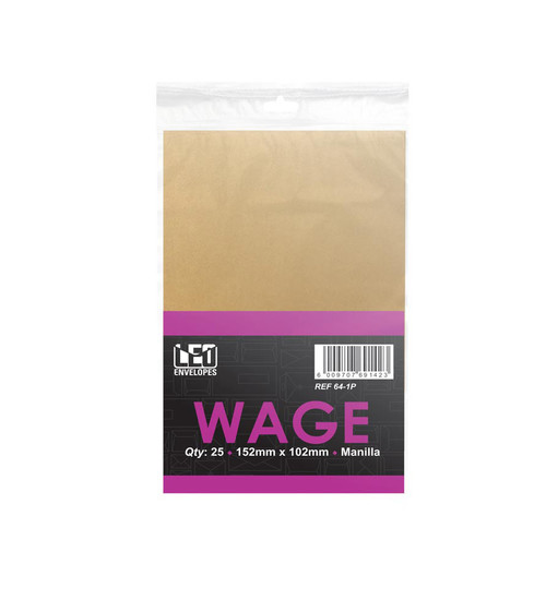 LEO Plain Wage Full Gummed Envelopes  PKT-25