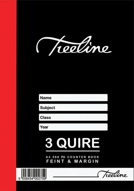 TREELINE Treeline A4- 3 Quire - 288 page Counter Book- F/M - Pkt-5 TREELINE Treeline A4- 3 Quire - 288 page Counter Book- F/M - Pkt-5