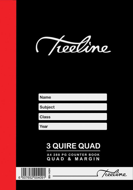 TREELINE Treeline A4- 3 Quire - 288 page Counter Book- QUAD - Pkt-5 TREELINE Treeline A4- 3 Quire - 288 page Counter Book- QUAD - Pkt-5