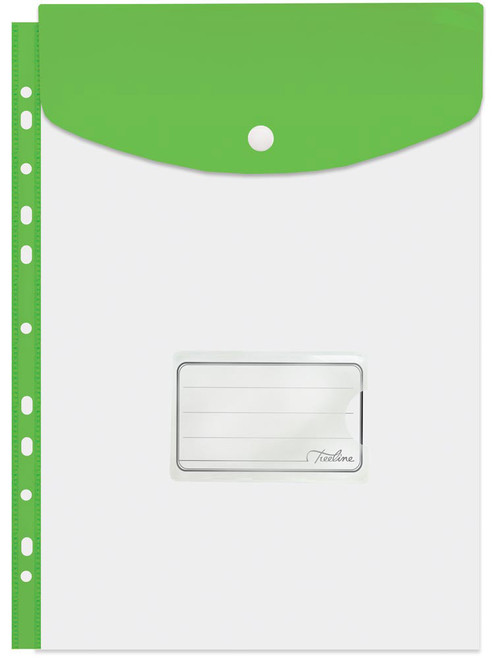 Treeline A4 Filing Carry Folder With Stud (Open Short Side) Lime  - Pkt-5